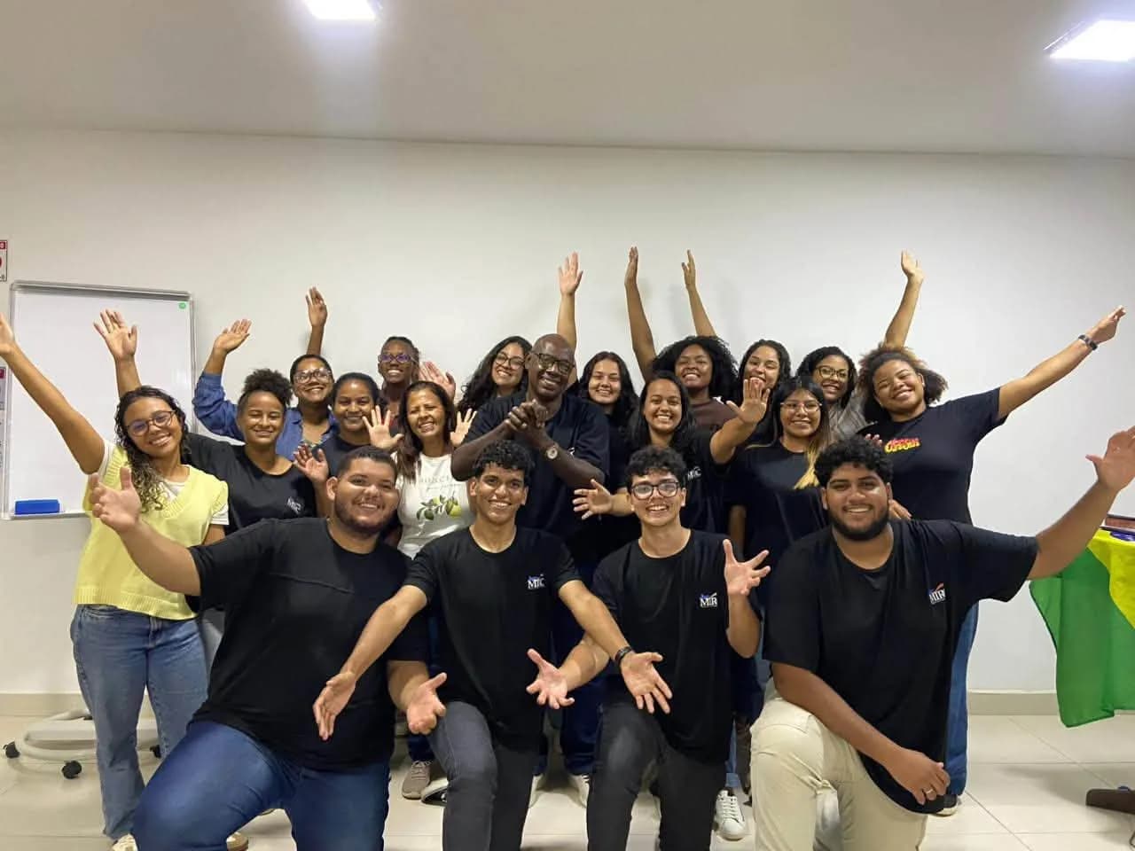 Students and leaders from MIRC Brasil's missionary training school gathered together in a classroom